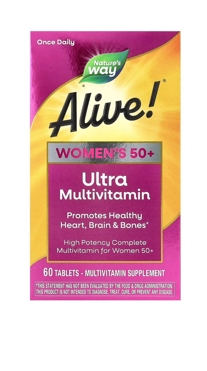 Мультивітаміни для жінок 50+, Alive! Women's 50+, Multi-Vitamin, Nature's Way, 60 таблеток