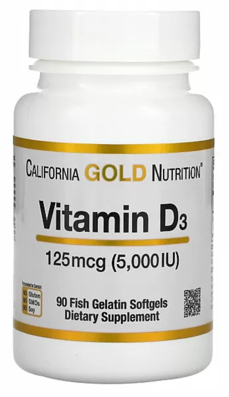 Вітамін Д3 California Gold Nutrition Vitamin D3 5000 IU 90 капсул