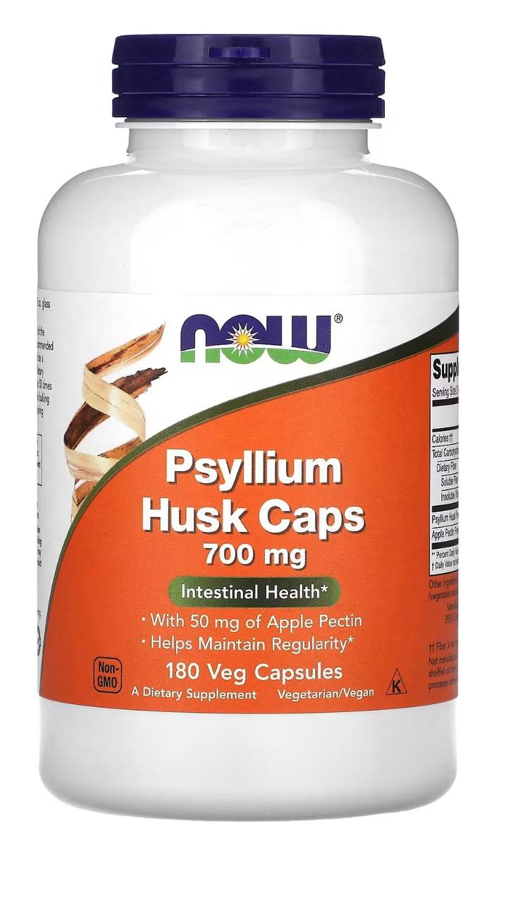 Подорожник із лушпиння в капсулах, Psyllium Husk, Now Foods, 700 мг, 180 вегетаріанських капсул
