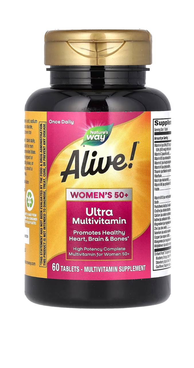 Мультивітаміни для жінок 50+, Alive! Women's 50+, Multi-Vitamin, Nature's Way, 60 таблеток